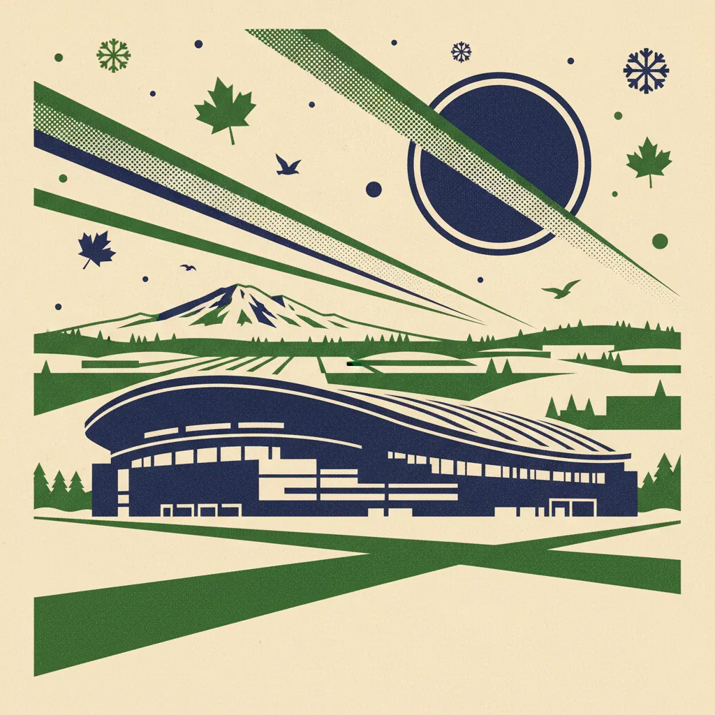 Stylized illustration of Abbotsford Centre in Abbotsford, British Columbia