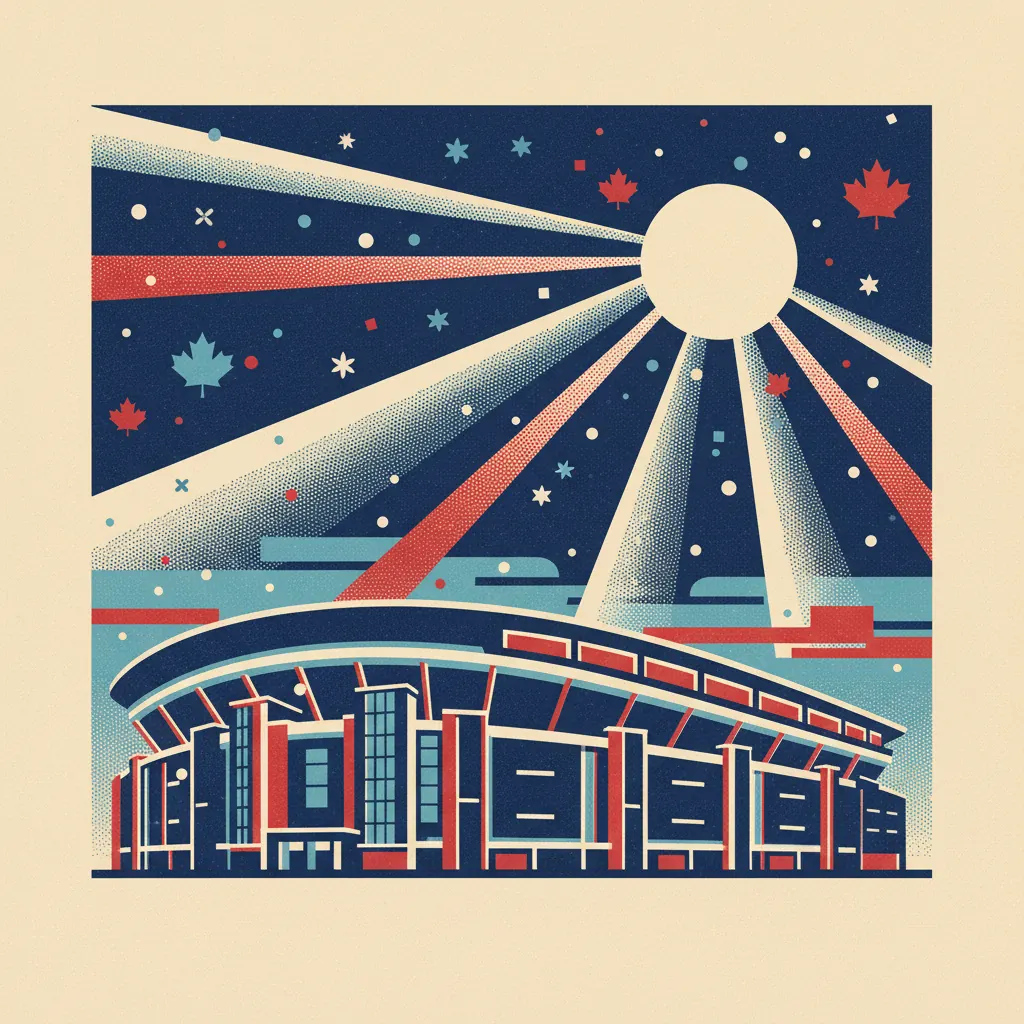 Stylized illustration of Canada Life Centre in Winnipeg, Manitoba