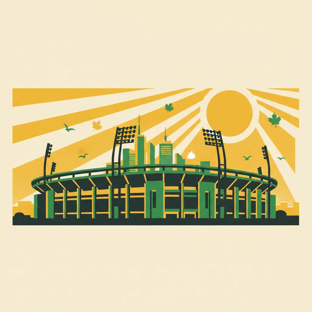 Stylized illustration of McMahon Stadium in Calgary, Alberta