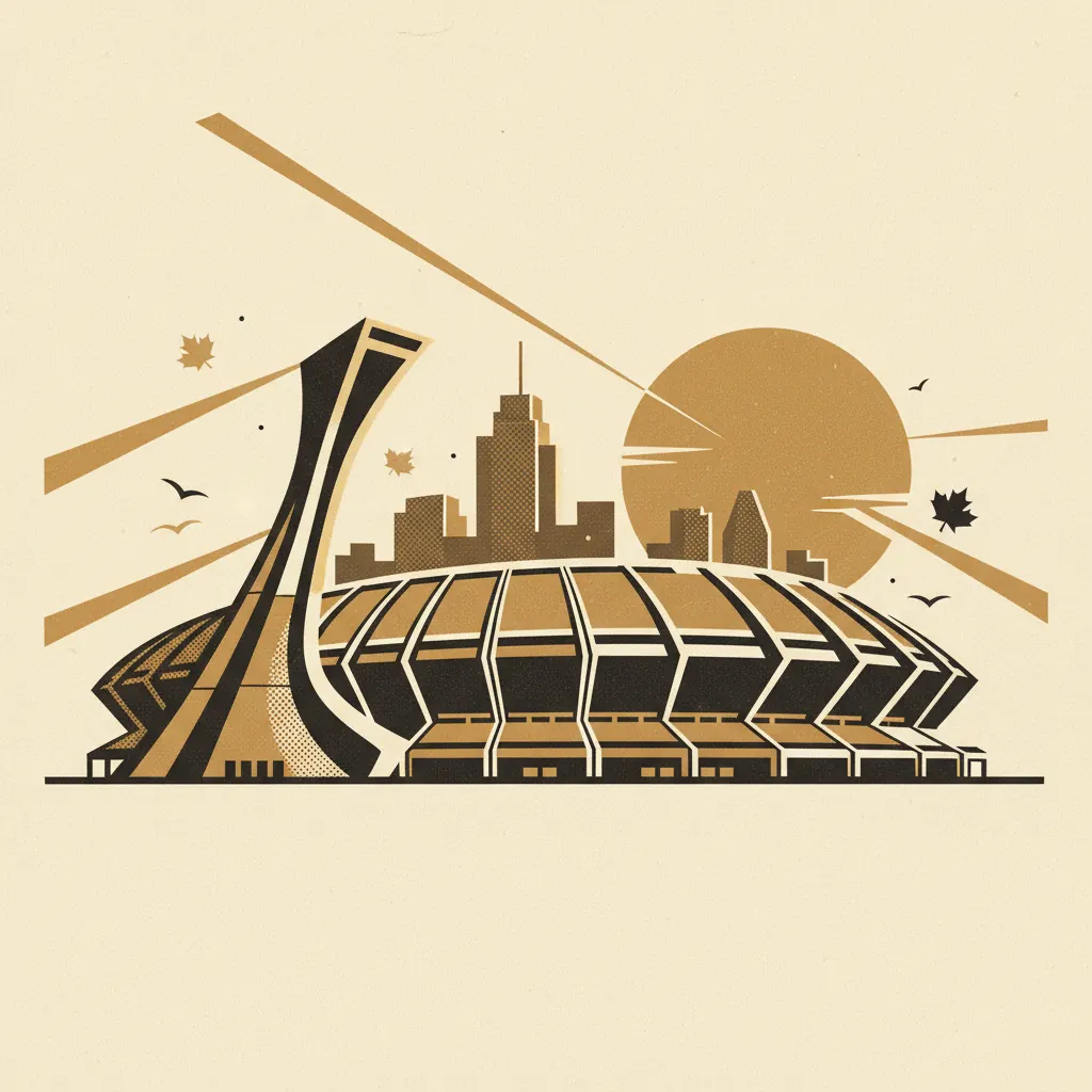 Stylized illustration of Montreal Forum in Montréal, Québec