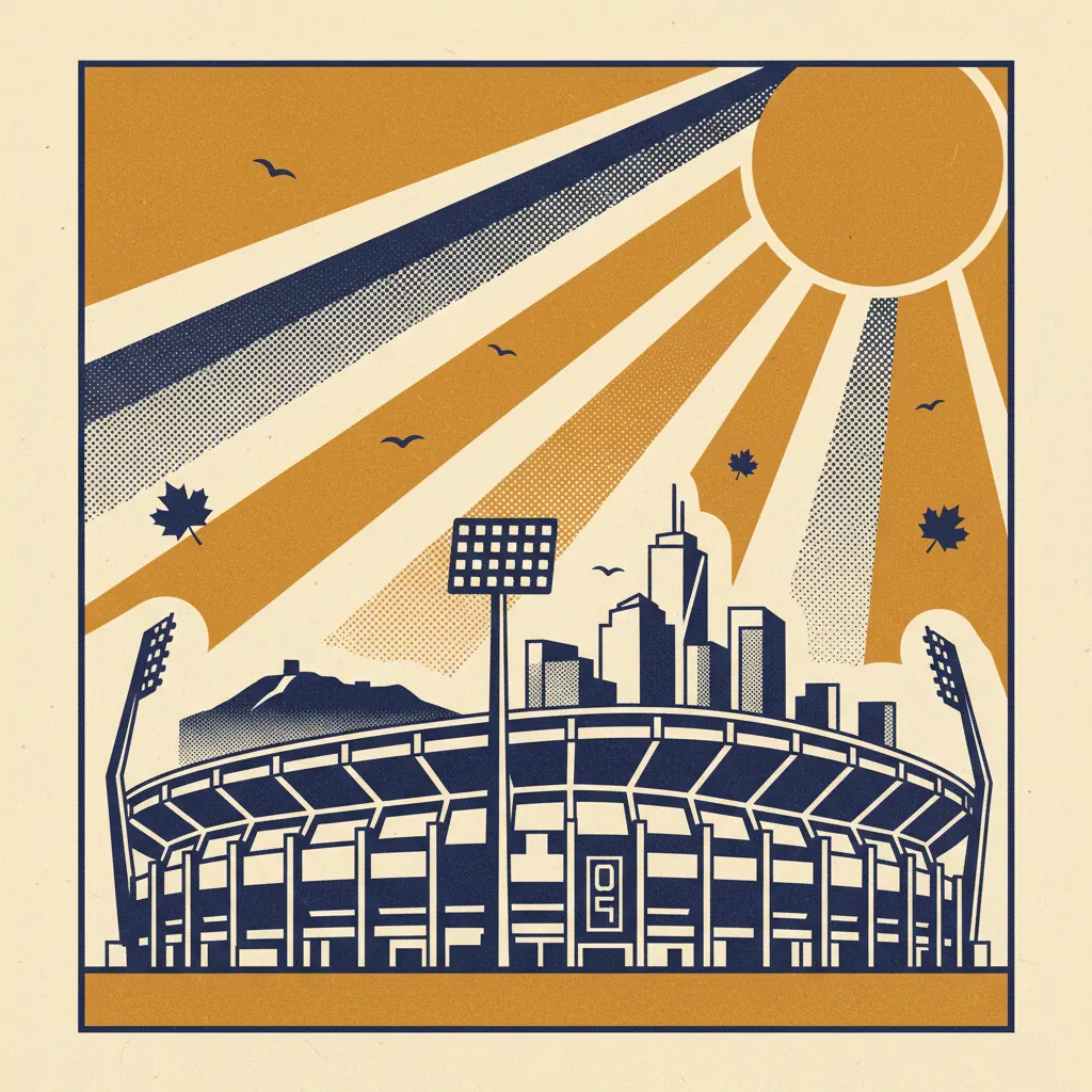 Stylized illustration of Saputo Stadium in Montréal, Québec