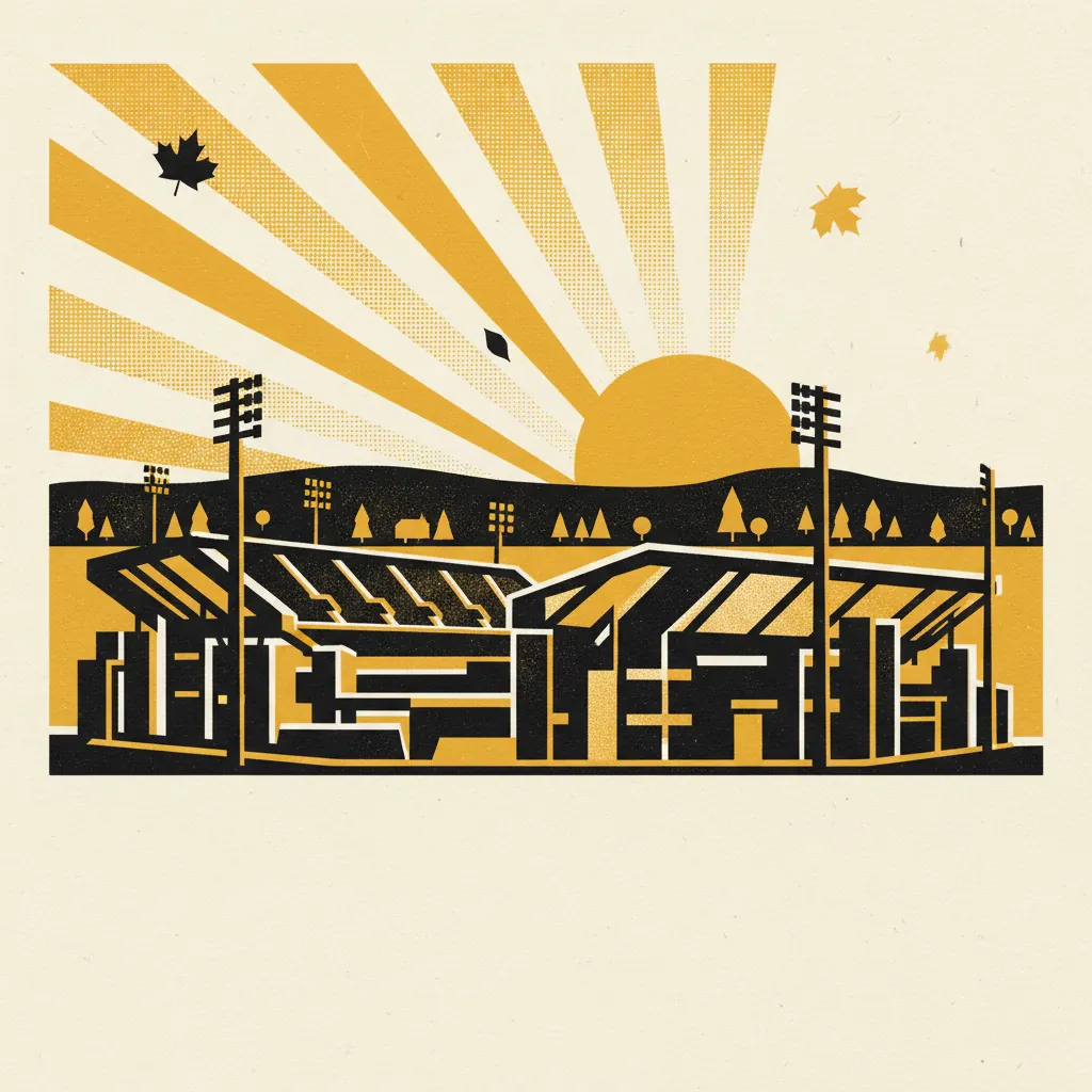 Stylized illustration of Tim Hortons Field in Hamilton, Ontario